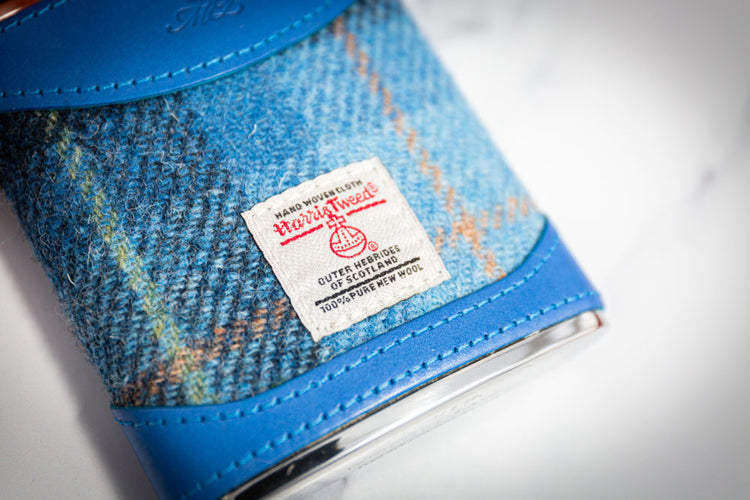 Harris Tweed Blue Hip Flask