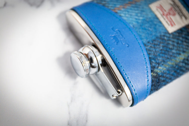 Harris Tweed Blue Hip Flask